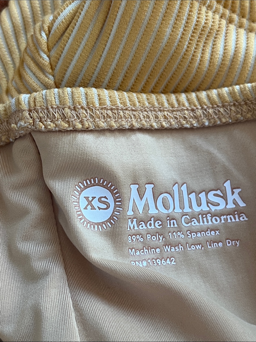 Ribbed High-Waist Mollusk Swim Surf Bottoms In Pale Butter Yellow — image 4 of 4